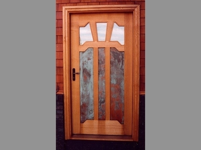 Entry Door with White Oak and Copper with Age, Polson, MT