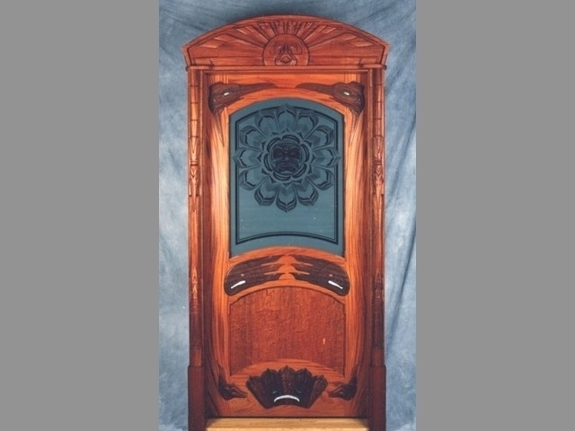 The Raven Door, Tom Radzwicz Glasswork, African Mahogany, no stain
